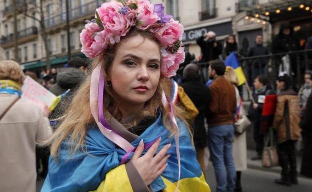 Una de las cientos de manifestaciones a favor de Ucrania celebradas este fin de semana en Europa.