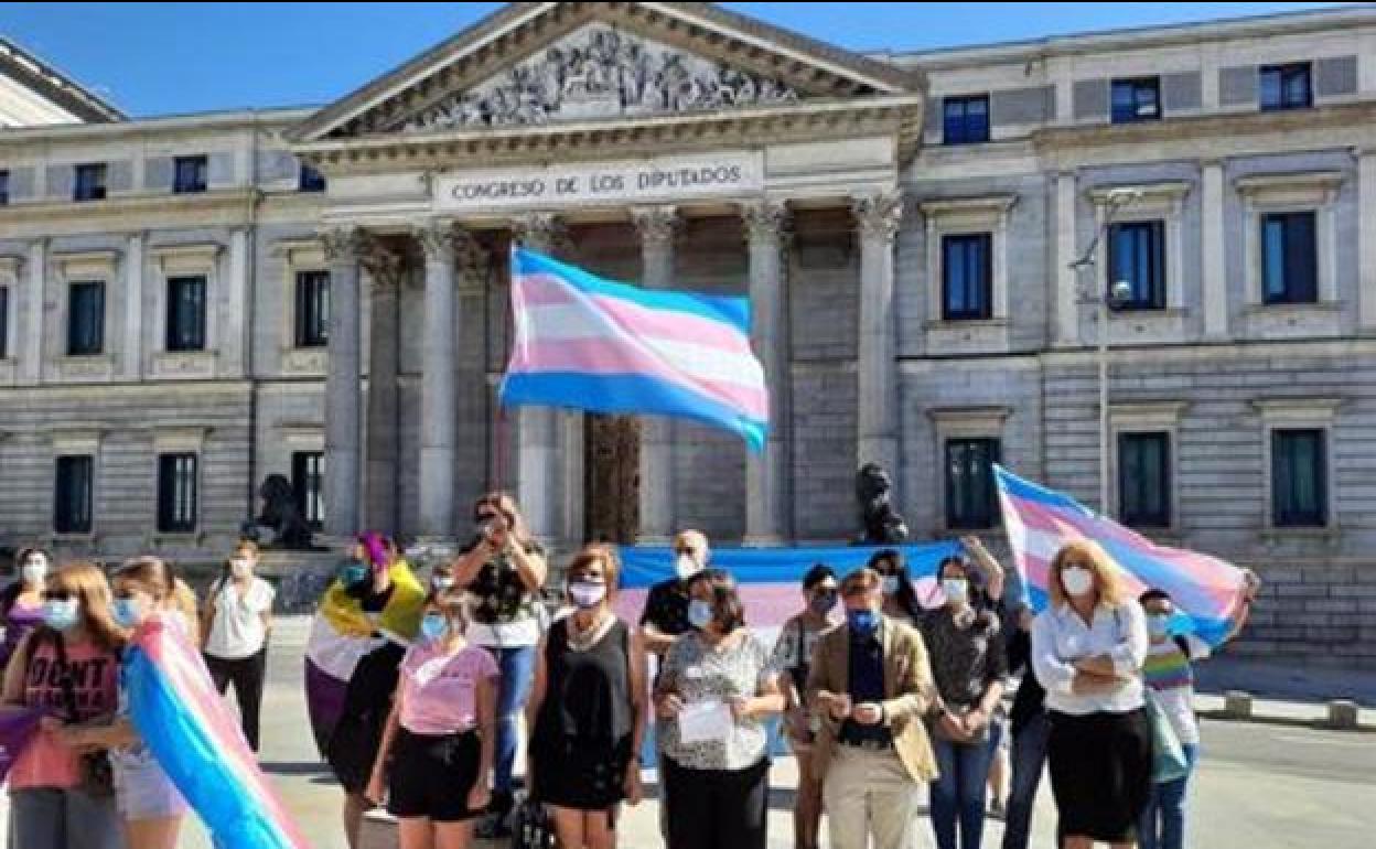 Imagen de archivo de los colectivos Trans reclamando una ley Trans ante el Congreso de los Diputados. .