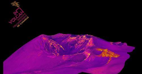 Imagen del modelo termográfico del volcán Tajogaite. 