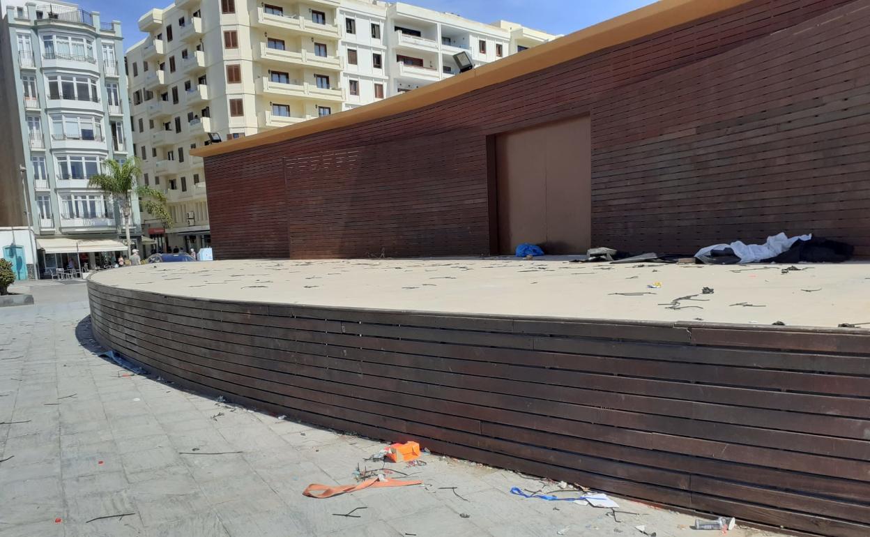 Escenario con residuos, en la tarde de este pasado lunes. 