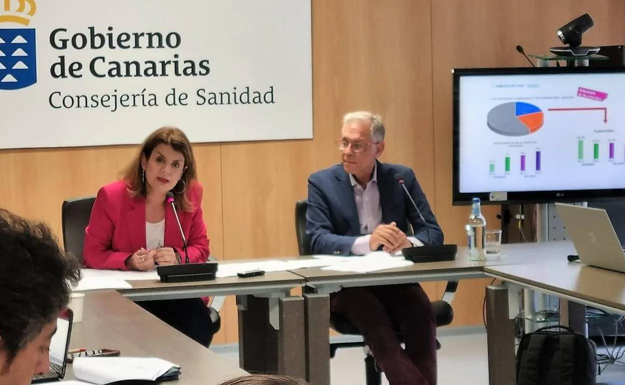 Elizabeth Hernández y Gonzalo Rodríguez, en un momento de la presentación de la encuesta. 