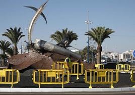 Preparativos este pasado jueves en Arrecife.