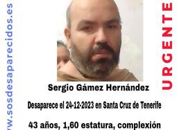 Sergio Gámez Hernández, desaparecido en Santa Cruz de Tenerife.