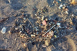 Parte del material que llegó a la costa de Bajamar, en Tenerife