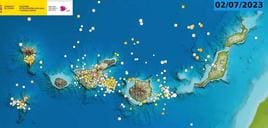 Evolución sísmica de Canarias durante el pasado 2023.