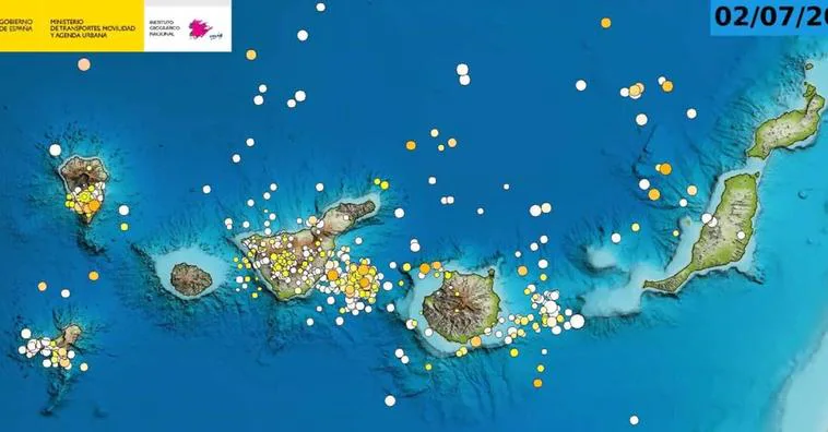 Evolución sísmica de Canarias durante el pasado 2023.