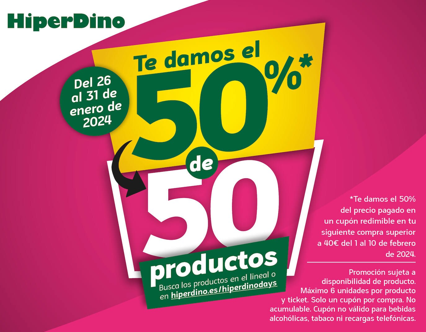50 productos al 50% solo en HiperDino
