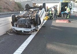 Imagen de uno de los coches accidentados en El Puertito de Güimar.