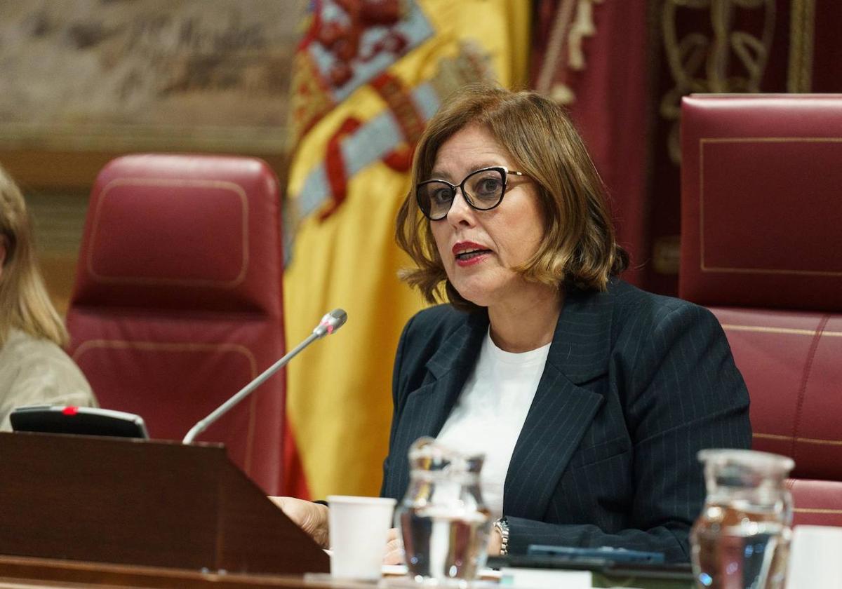 La presidenta del Parlamento, Astrid Pérez, durante la sesión plenaria de este miércoles.