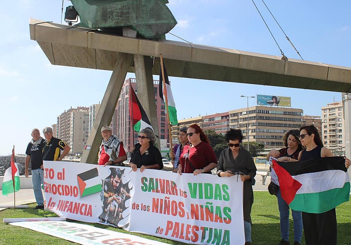 Imagen de la concentración en la capital grancanaria en apoyo al pueblo palestino.