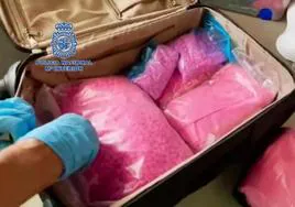 Imagen de cocaína rosa incautada por la Policía Nacional.