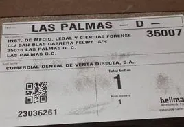 Imagen de la etiqueta del aparato de rayos que está en Tenerife cuando su destino inicial era Las Palmas.