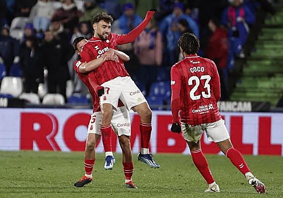 Munir celebra el gol de la igualad a tres en el Coliseum.