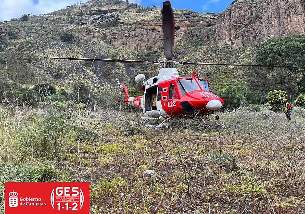 Herida al sufrir una caída en la Caldera de Bandama