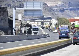 La carretera del Norte a la altura de El Pagador, dentro de Moya.