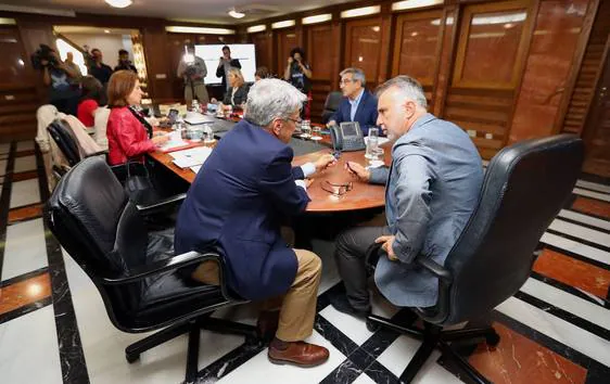 Reunión del Consejo de Gobierno en 2019, con Torres junto a Julio Pérez. A la derecha, la entonces consejera de Sanidad, Teresa Cruz.