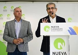 Imagen de archivo de Luis Campos y Román Rodríguez en la sede de Nueva Canarias ubicada en la capital grancanaria.