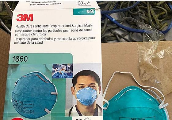 Imagen de las mascarillas 3M falsas que llegaron a Gran Canaria y fueron destruidas.