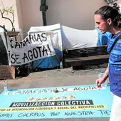 Imagen de la acampada organizada en La Laguna y en la que varios activistas están en huelga de hambre.