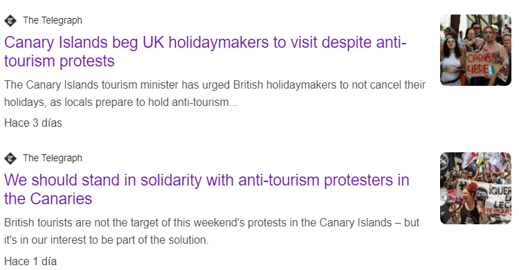 Imagen secundaria 1 - 'The Telegraph' y 'The Guardian' dieron voz a las manifestaciones del 20A en las islas.