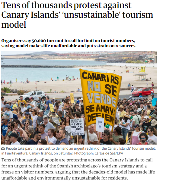 Imagen secundaria 2 - 'The Telegraph' y 'The Guardian' dieron voz a las manifestaciones del 20A en las islas.
