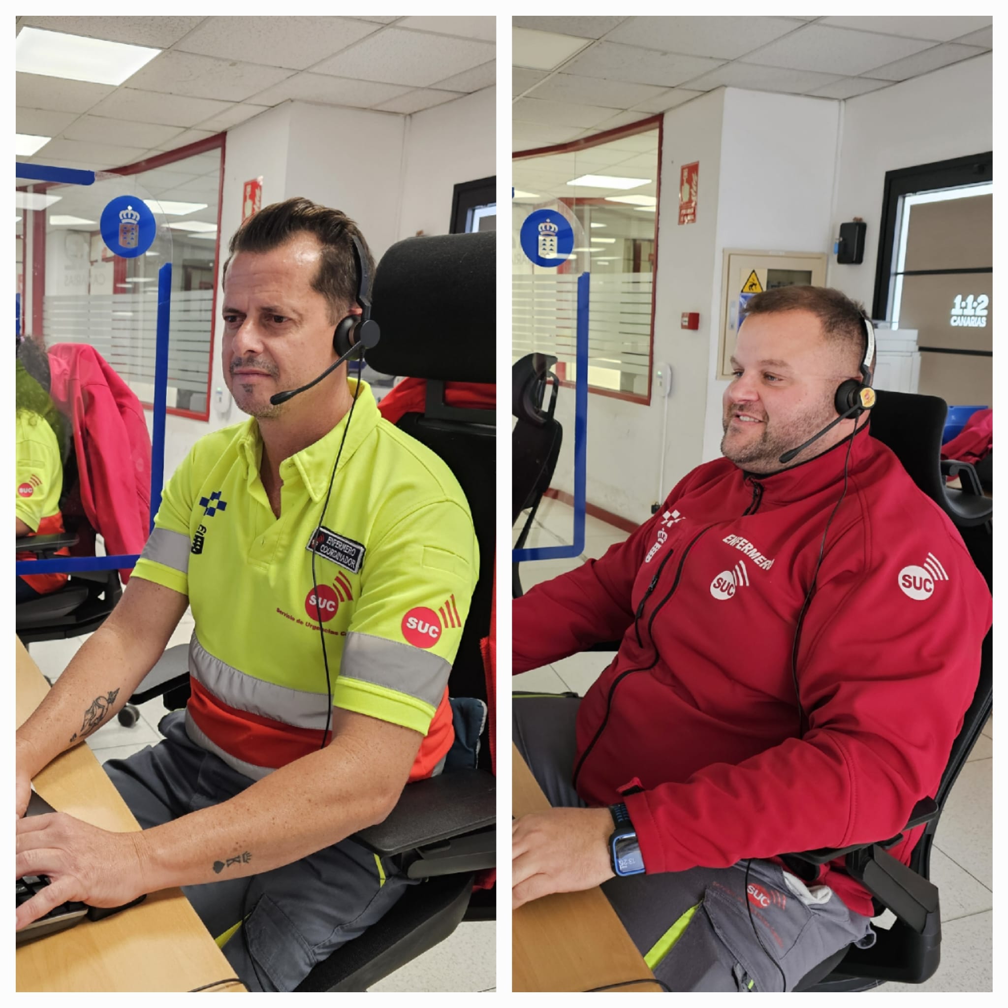 Los enfermeros del SUC que atendieron los partos, Alexander Hernández (i) y Francisco Rodríguez (d).