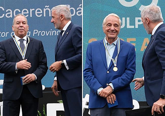 Antonio Cacereño, director de La Provincia y José Carlos Mauricio, junto al rector.