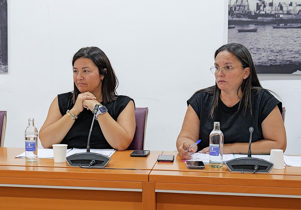 Jenifer Pérez y Erica González, concejalas de Medio Ambiente y de Parques y Jardines, respectivamente.