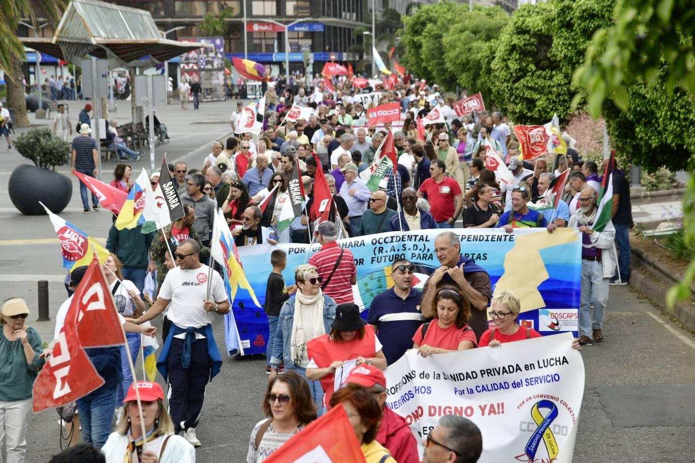 La manifestación en Gran Canaria por el Día Internacional de los Trabajadores, en imágenes