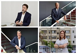 Los cuatro candidatos a las elecciones europeas: Juan Fernando López Aguilar (PSOE), Carlos Alonso (CC-Coalición), Gabriel Mato (PP) y Lorena del Mar López Sánchez (Sumar Canarias).