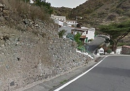 Imagen del muro de contención de la carretera GC-60, en Tejeda, objeto de las obras.