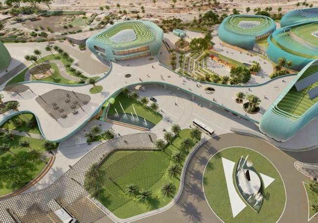 Infografía del principal acceso viario a las instalaciones incluida en el nuevo proyecto.