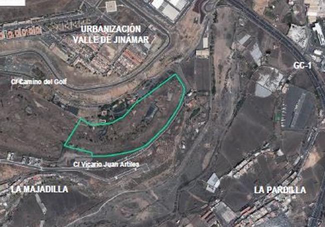 Ubicación de la parcela elegida en relación a otras zonas colindantes de Telde.