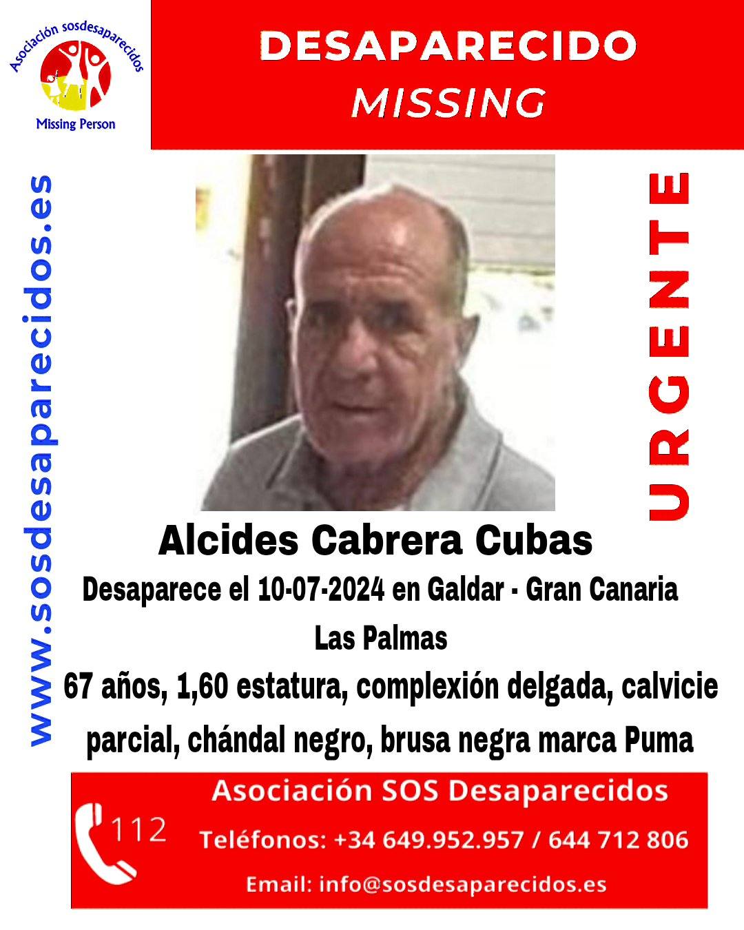 Localizan sin vida a Alcides Cabrera Cubas, el hombre desaparecido en Gáldar