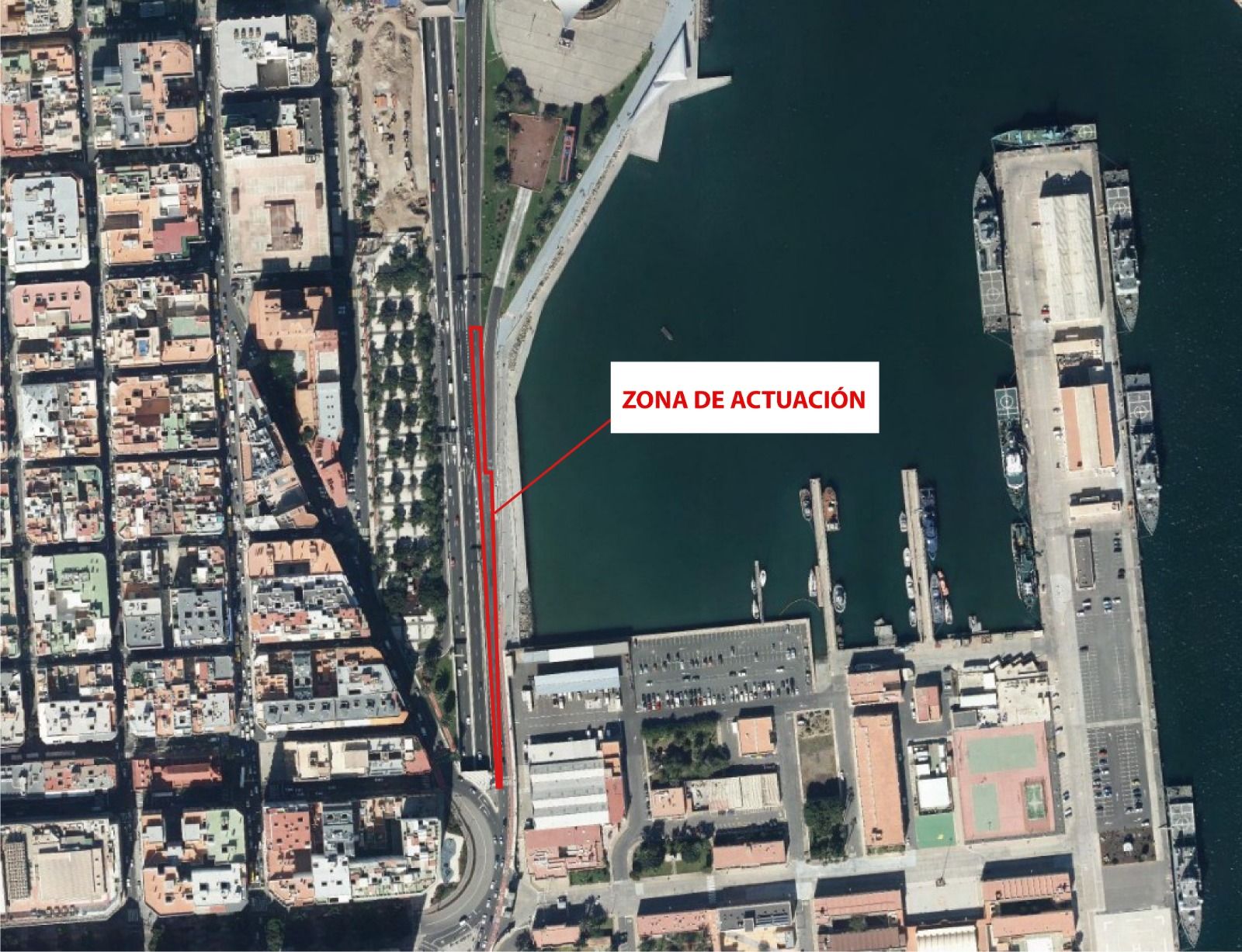 Zona de actuación cerca de la Base Naval.
