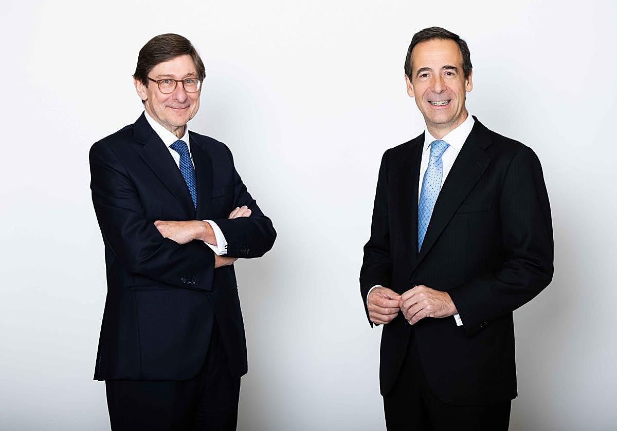 José Ignacio Goirigolzarri, presidente de CaixaBank, y Gonzalo Gortázar, consejero delegado de la entidad.