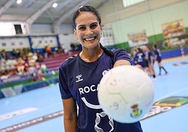 Almudena Rodríguez, en el entrenamiento que inaguró la pretemporada del Rocasa.