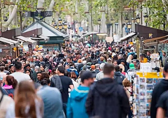 Aspecto de la Rambla de Barcelona el 27 de abril de 2024.