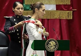 Un momento de la toma de posesión de la nueva presidenta de México.