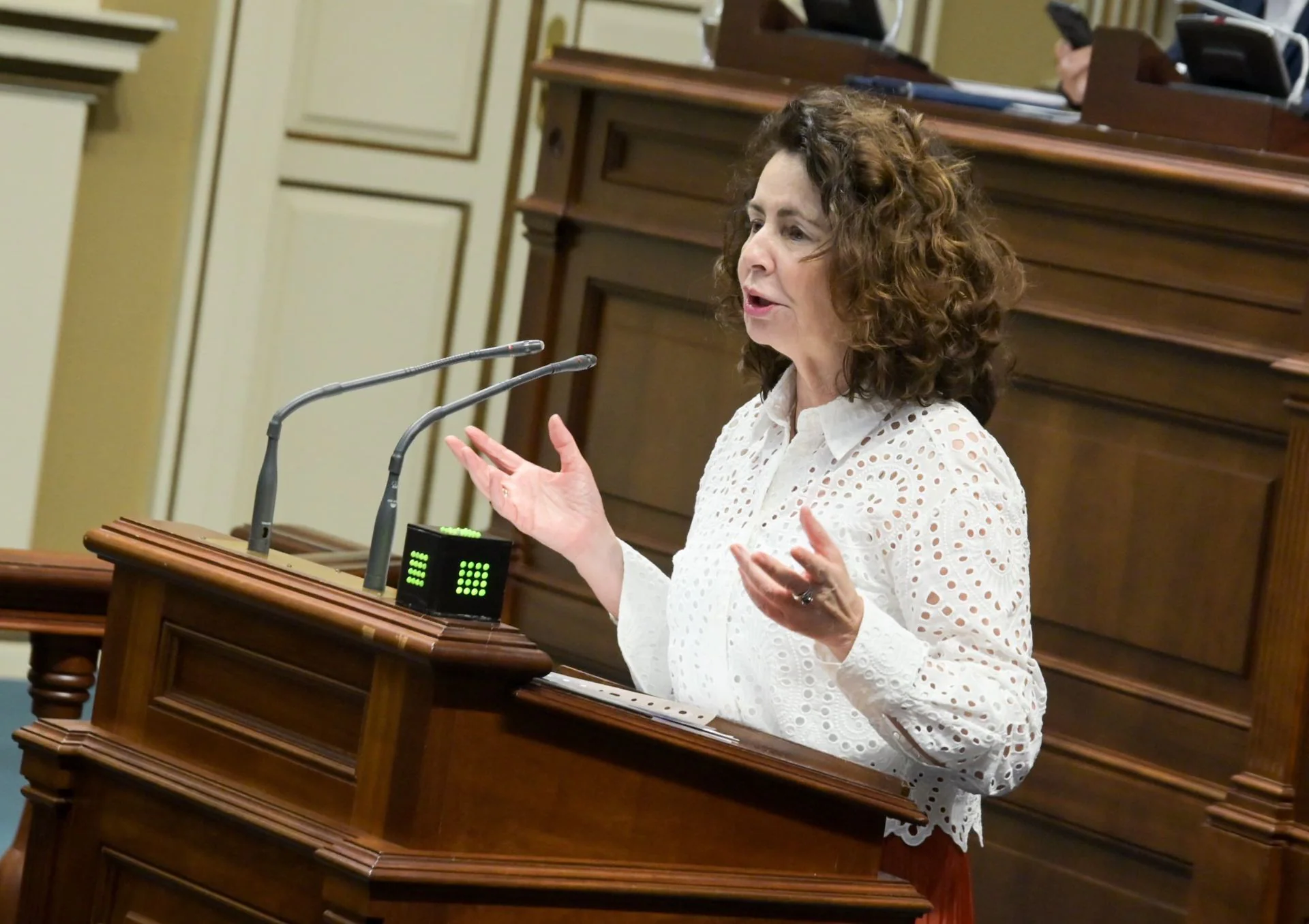 La consejera de Hacienda en el Parlamento autonómico, Matilde Asián.