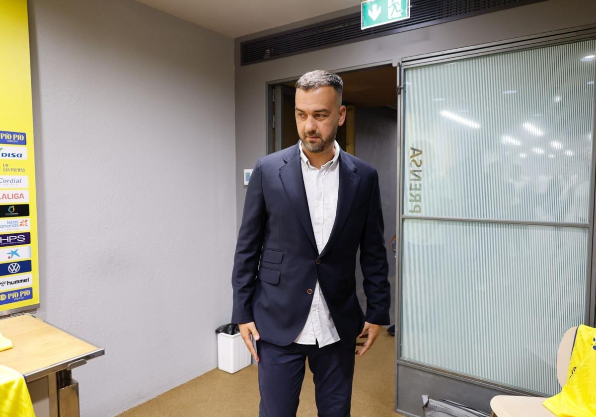 Imagen de Deivid Rodríguez, en la sala de prensa de la UD Las Palmas.