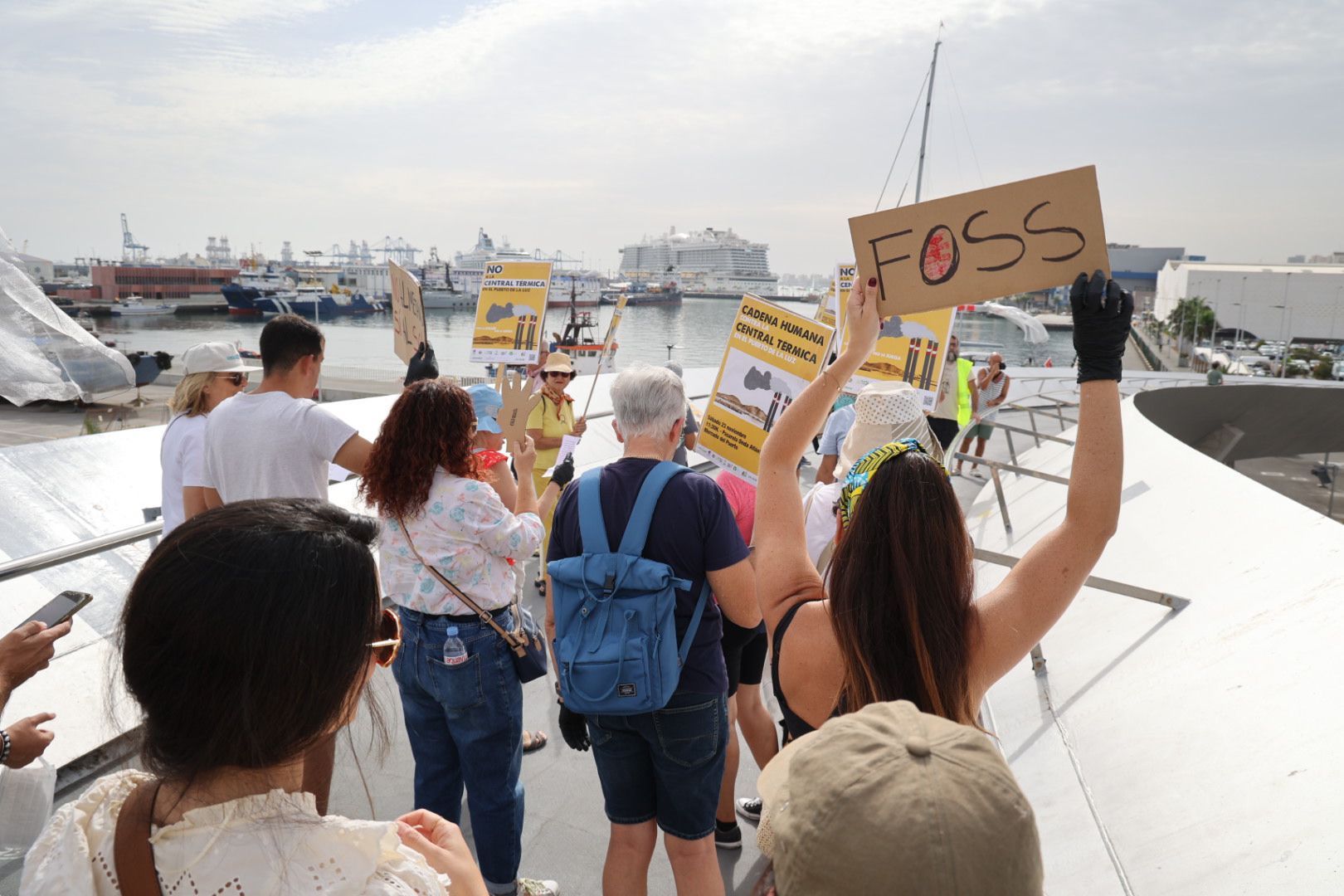 Las imágenes de la protesta contra la planta de gas en el Puerto de Las Palmas