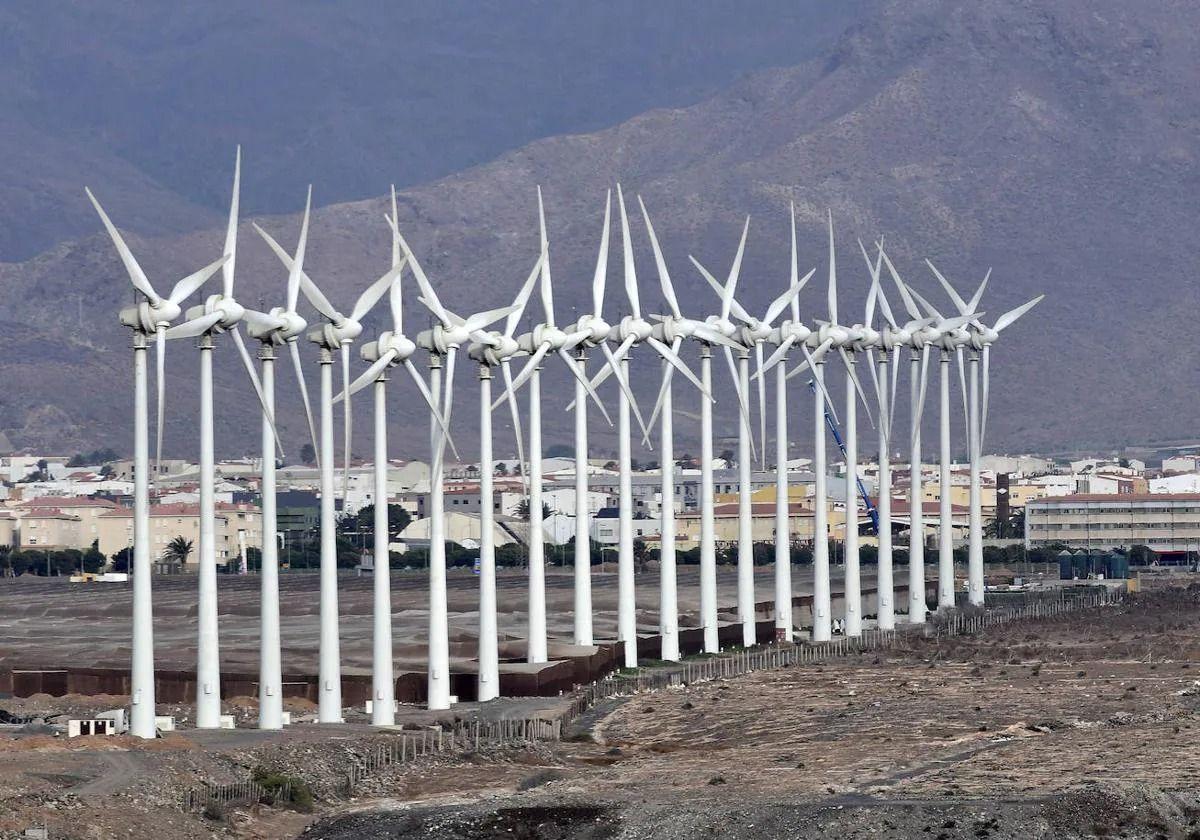 Imagen de un parque eólico en el sur de Gran Canaria.