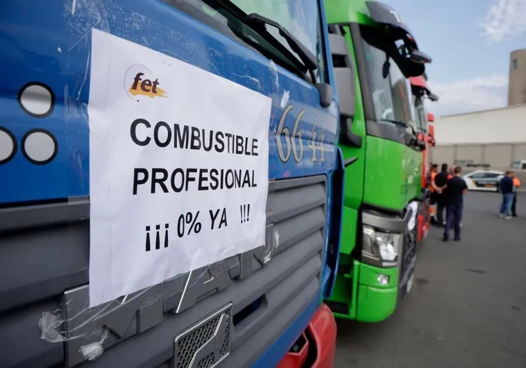 Movilización de los transportistas en Canarias.