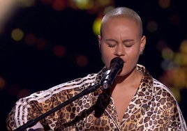 La majorera, Gara Alemán, durante su participación en la Voz Talent.