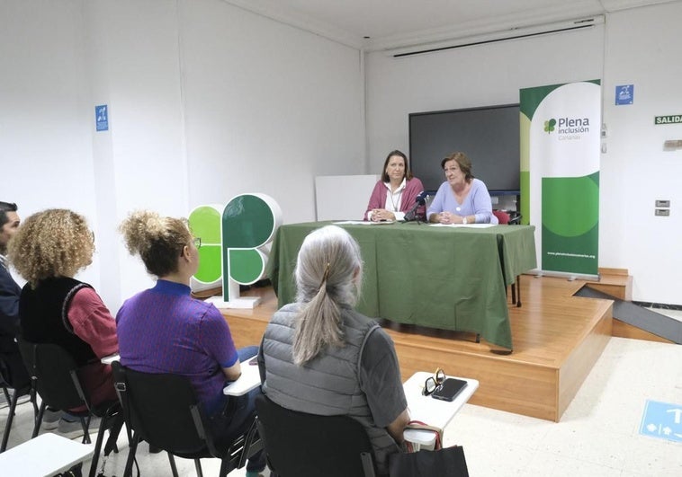 La gerente y la presidenta de Plena Inclusión, Natalia Cañeque (i) y Carmen Laucirica (d), este viernes en rueda de prensa.