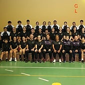 Grupo de aprendices, integrantes del club, que se entrenó este lunes por la tarde en El Calero