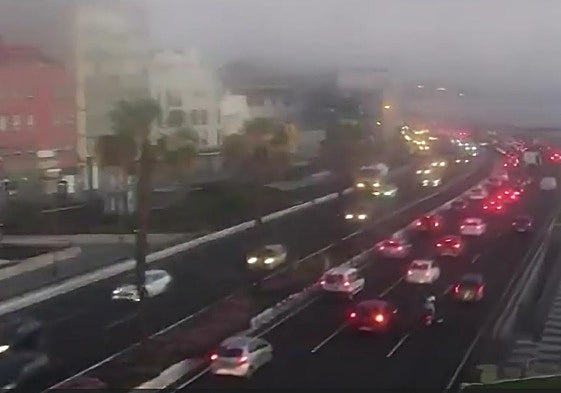 Situación del tráfico en la GC-1, en la mañana de este miércoles.