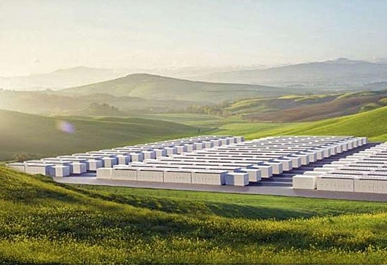 Recreación de un sistema para almacenar energía con baterías incluido en los proyectos de Iberdrola.