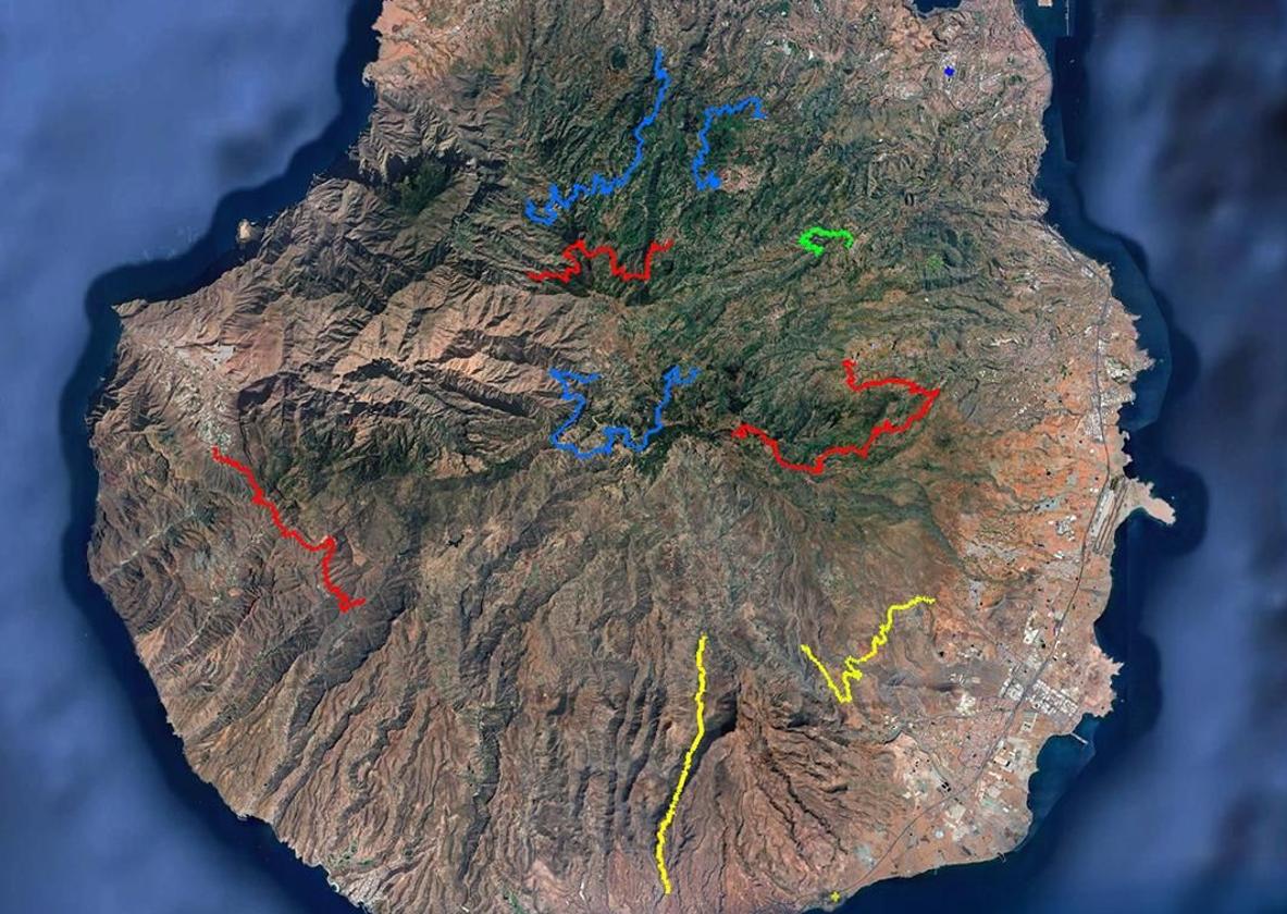 Mapa de Gran Canaria con los tramos de este año.